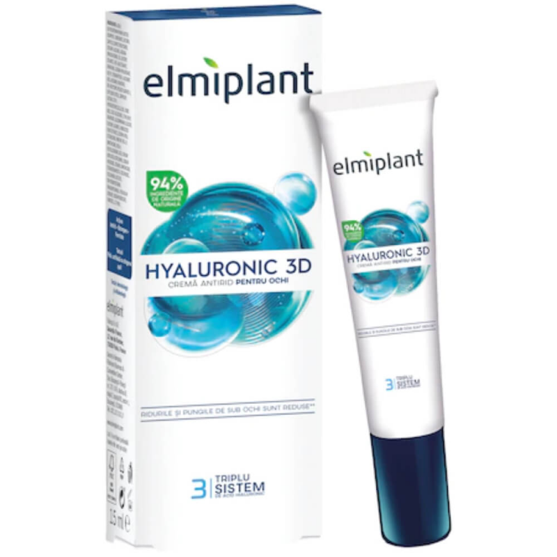 Crema Antirid pentru Ochi Hyaluronic 3D Elmiplant, 15 ml
