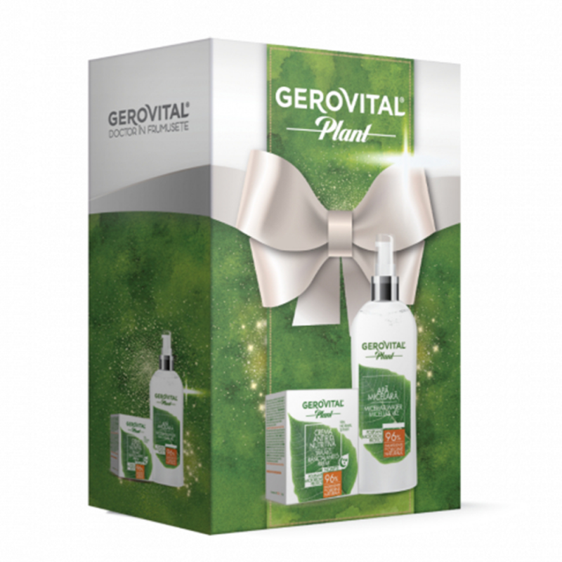 Set Cadou Gerovital Plant: Crema Antirid Nutritiva Microbiom Protect, 50 ml + Apa Micelara Microbiom Protect, 150 ml