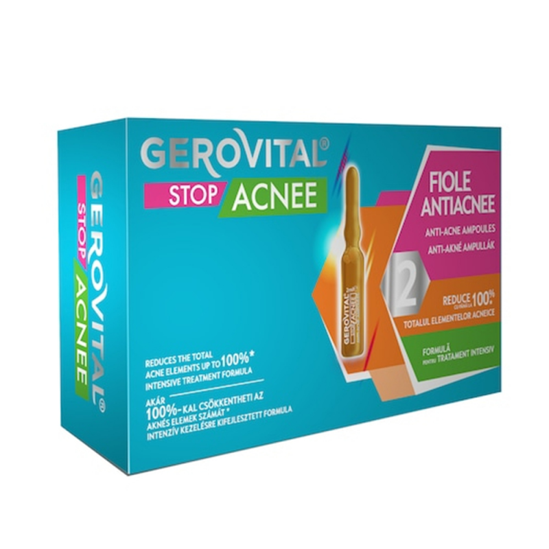 Fiole Antiacnee Gerovital Stop Acnee, 10 Buc/Pachet x 2 ml