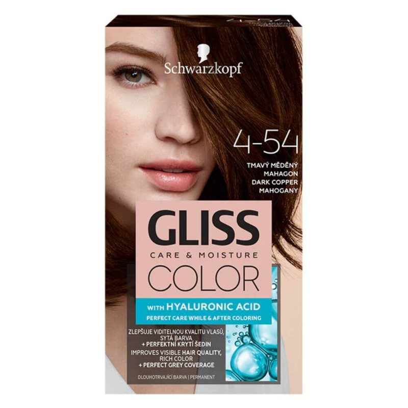  Vopsea Par Permanenta GLISS Color, 4-54, Mahon Inchis Roscat, 143 ml 
