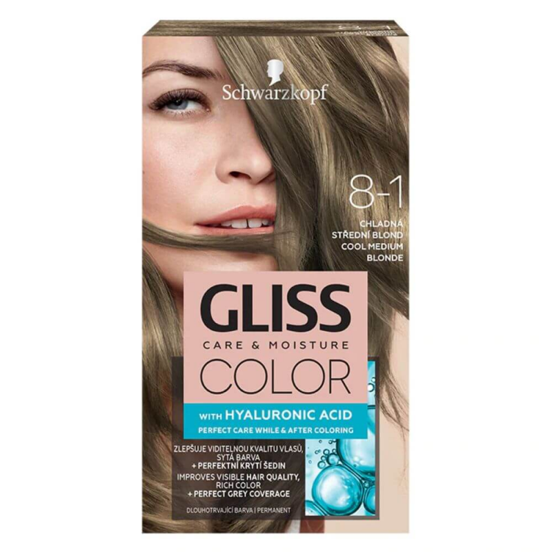  Vopsea Par Permanenta GLISS Color, 8-1, Blond Mediu Rece, 143 ml 