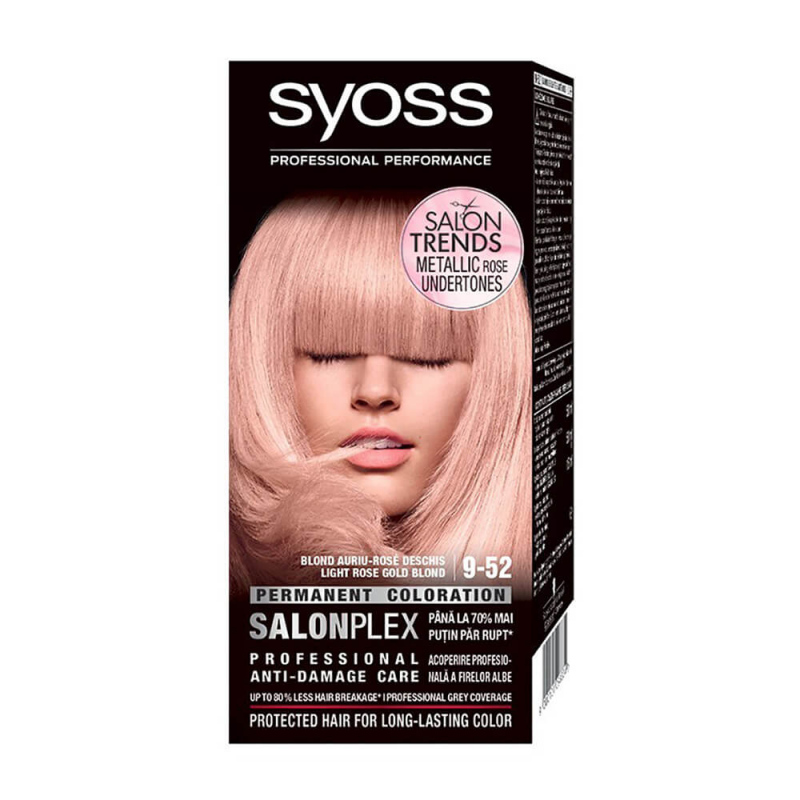 Vopsea de Par Permanenta SYOSS Color Baseline 9-52, Blond Auriu Rose, 115 ml