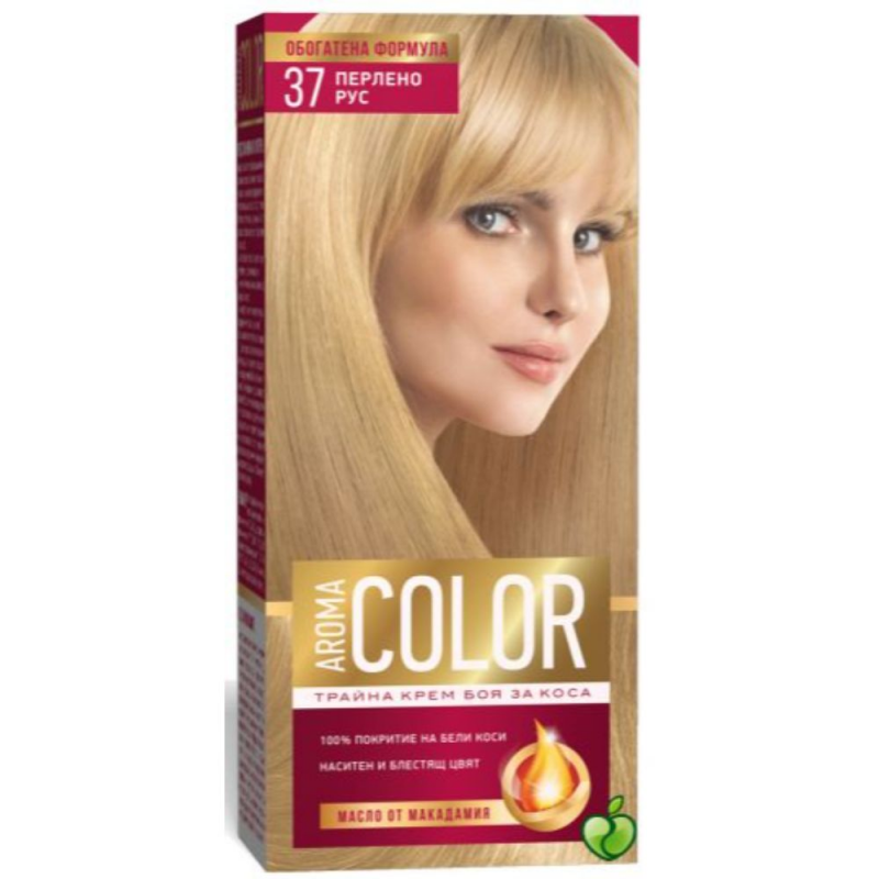  Vopsea de Par Permanenta AROMA Color, 37 Nuanta Blond Perlat, 90 ml 