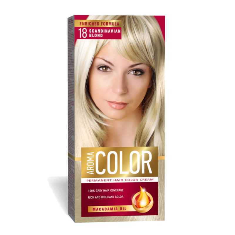  Vopsea Permanenta de Par Aroma Color 18 Blond Scandinav, 90 ml 