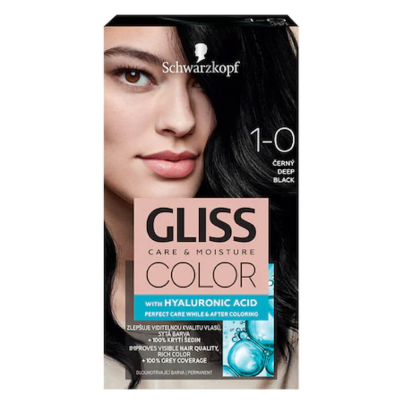 Vopsea de Par Permanenta GLISS Color 143 ml, 1-0, Negru Intens 