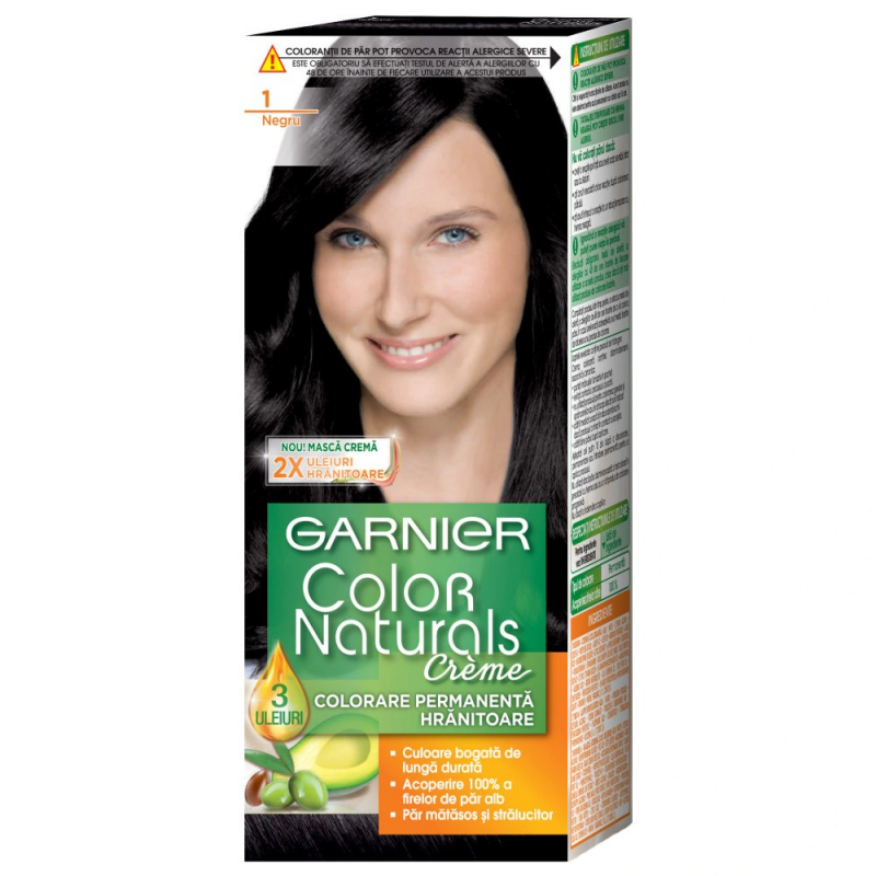 Vopsea Permanenta de Par 1 Negru, Garnier Color Naturals, 110 ml