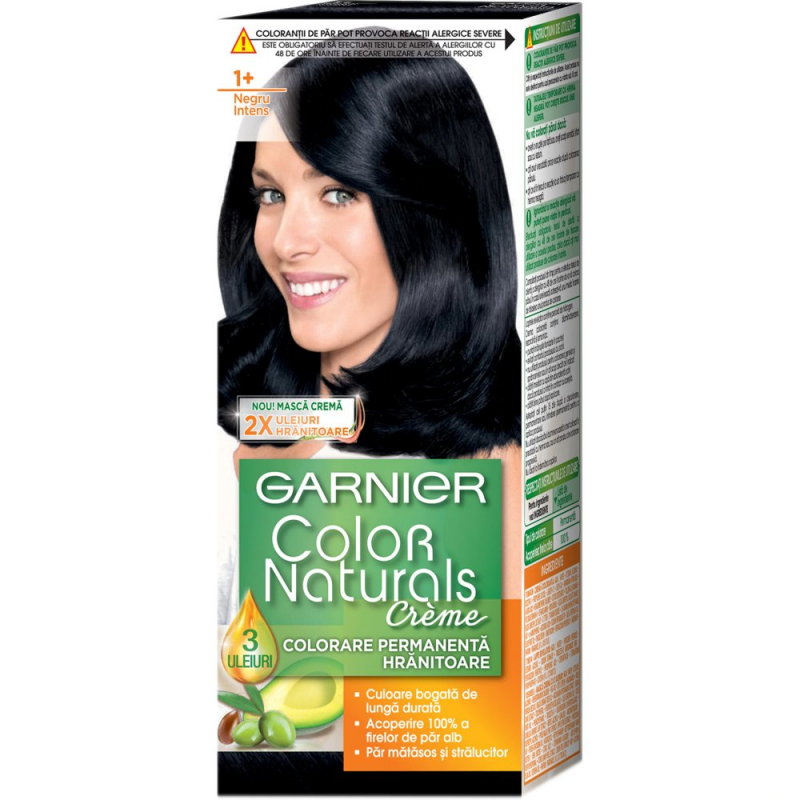 Vopsea Permanenta de Par 1+ Negru Intens, Garnier Color Naturals, 110 ml