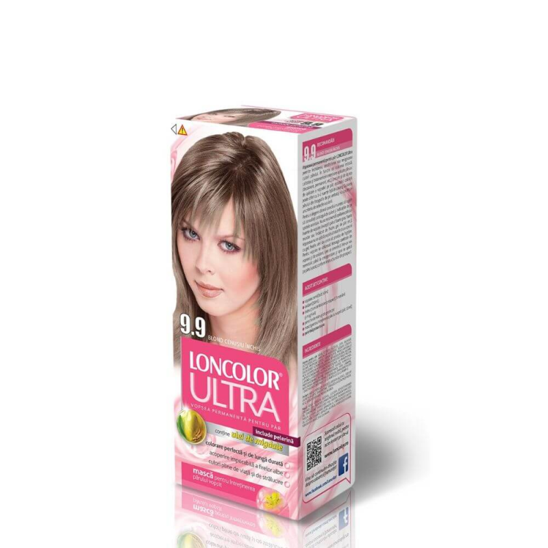 Vopsea de Par Permanenta LONCOLOR Ultra 9.9, 100 ml, Blond Cenusiu Inchis