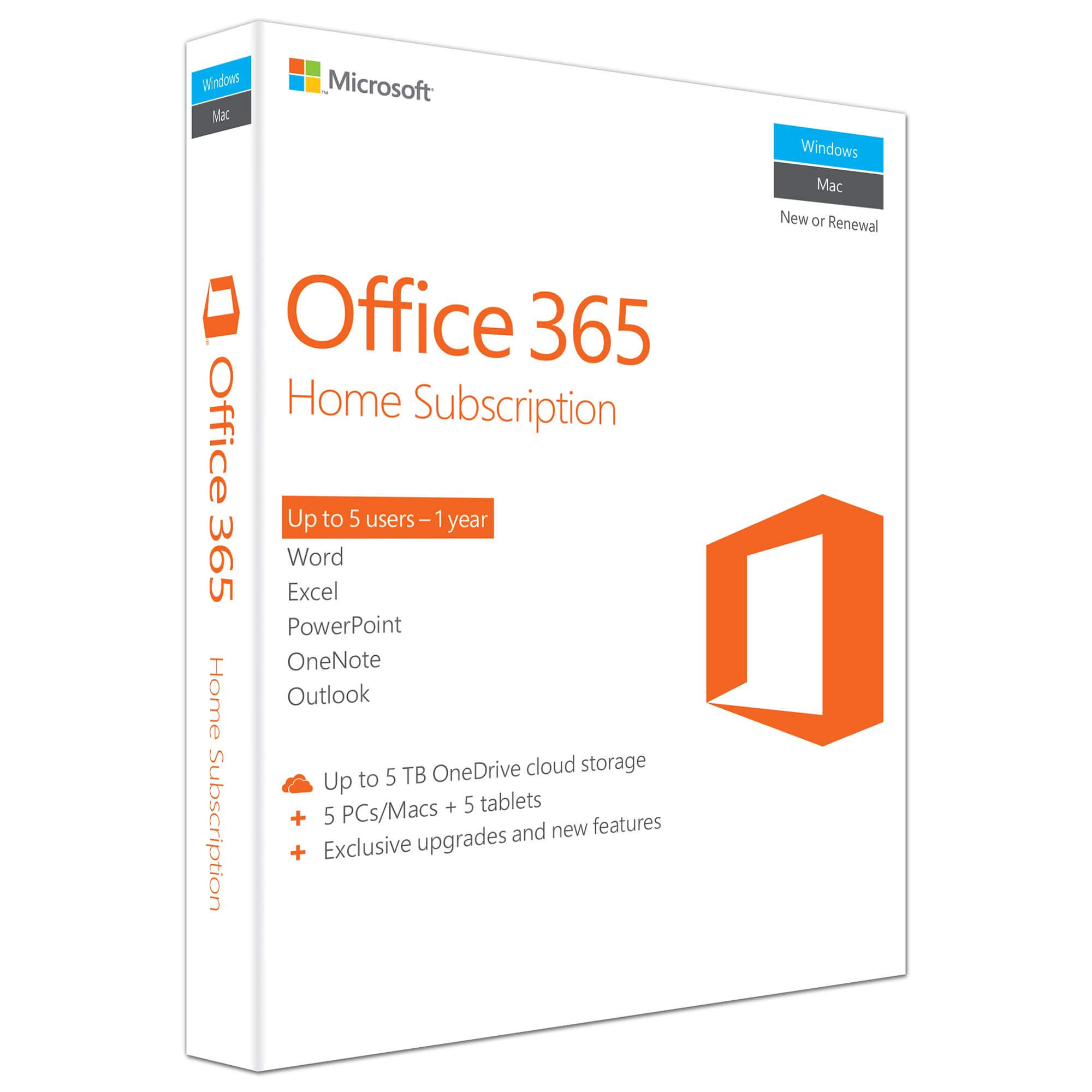 Microsoft Office 365 Home, 32/64 bit, English, 1 An, 5 PC