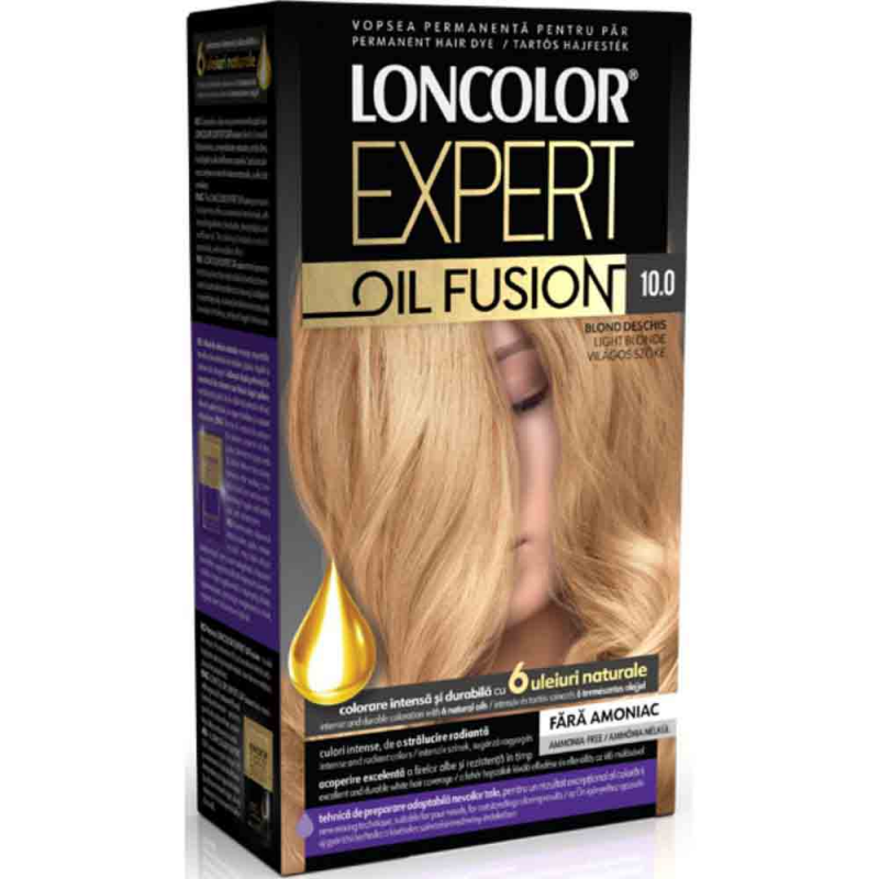 Vopsea de Par Permanenta Loncolor Expert Oil Fusion 10.0 Blond Deschis, 100 ml