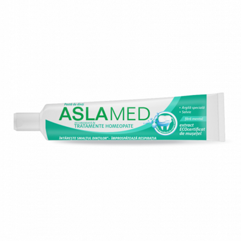  Pasta de Dinti AslaMed Tratamente Homeopate cu Argila Speciala si Salvie, 75 ml 