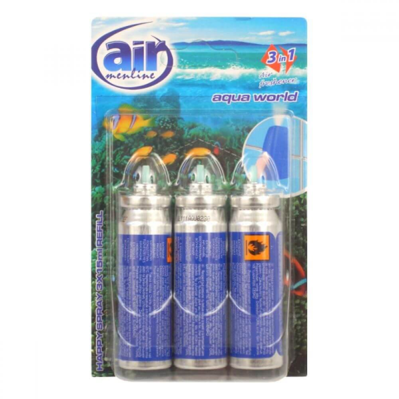 Rezerve Odorizant Spray AIR Aqua World, 15 ml, 3 Buc/Set