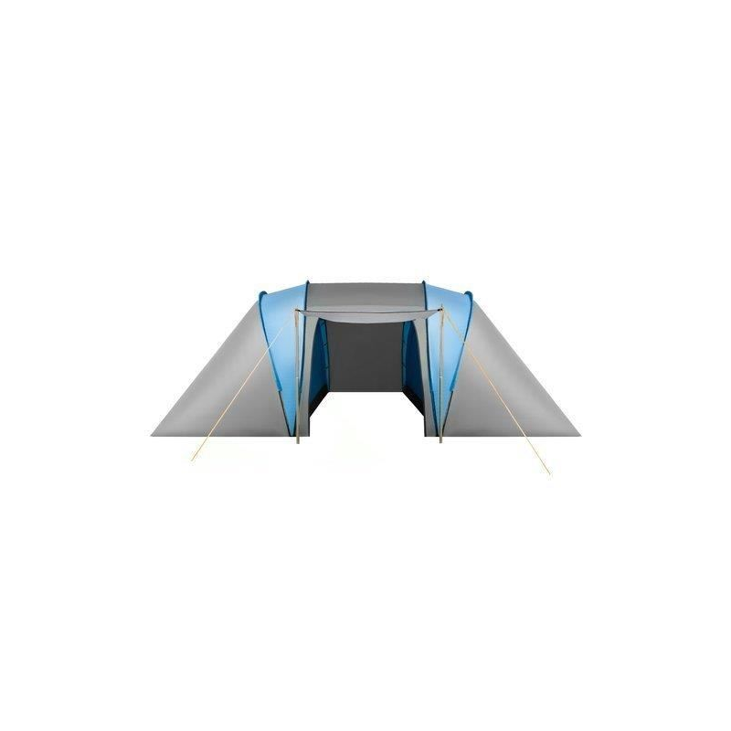  Cort camping, 4 persoane, cu plasa tantari, husa, albastru si gri, 400x140x210 cm, Isotrade 