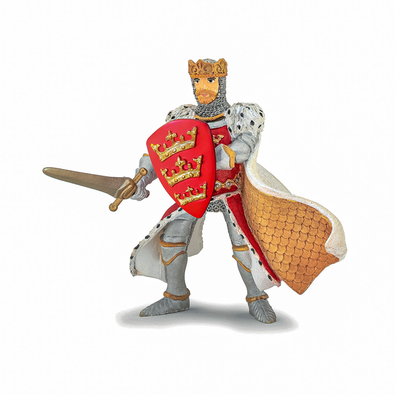 Figurina Papo - Personaje medievale, Regele Arthur, Rosu