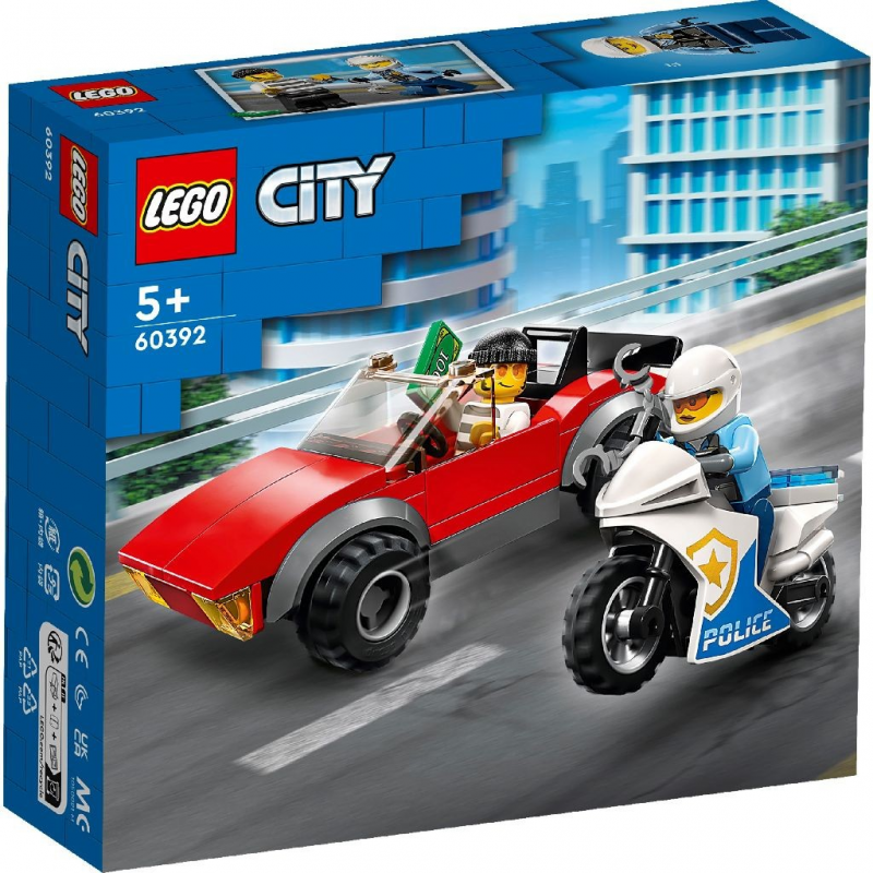  LEGO City - Politist pe Motocicleta in Urmarirea unei Masini 60392 