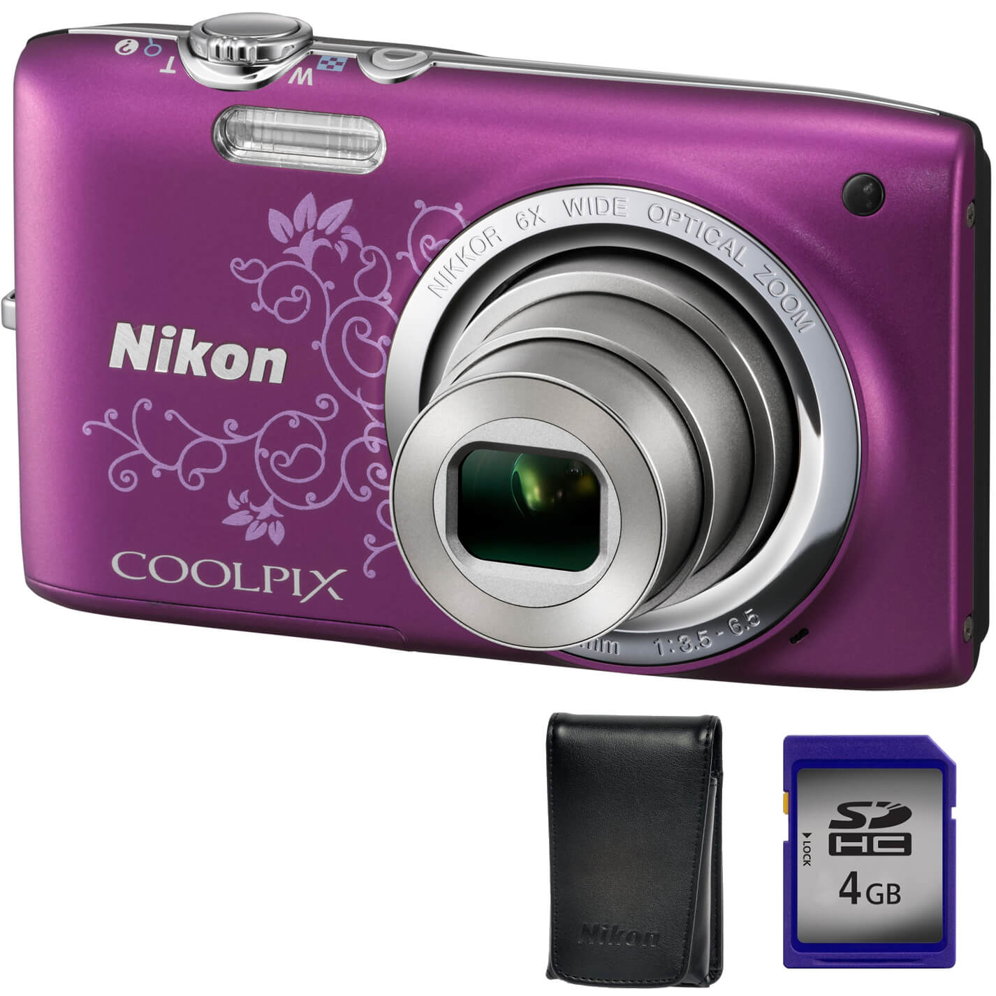  Aparat foto digital Nikon CoolPix S2700 VNA305E1 16MP, Roz + Husa Nikon + Card 4GB 