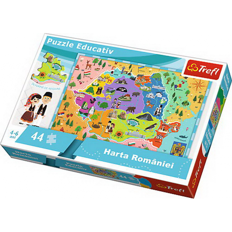 Puzzle Trefl educational, Harta Romaniei, 44 piese