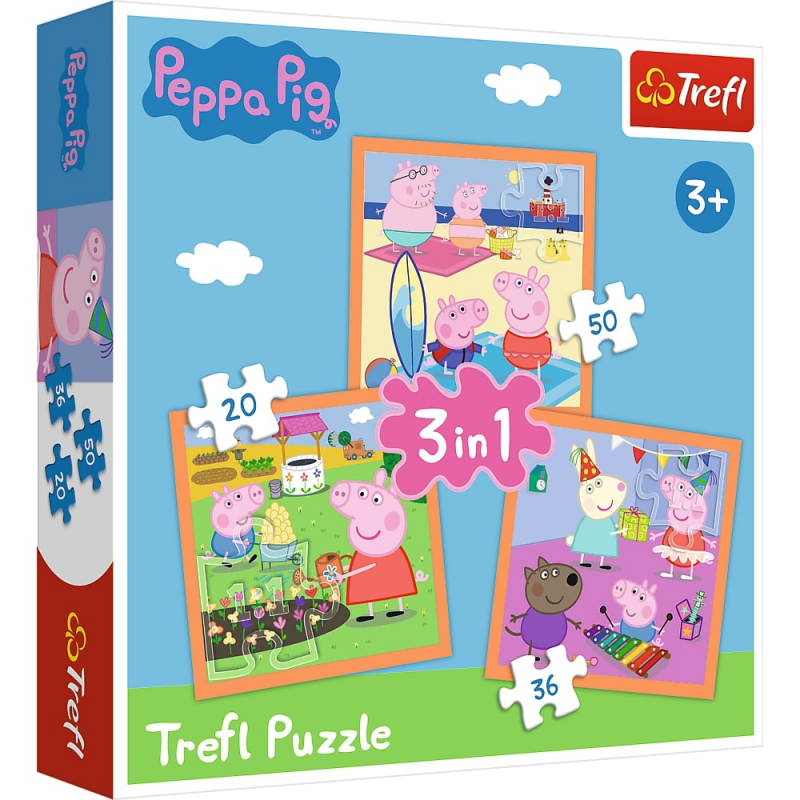 Puzzle Trefl 3 in 1 - Inventiva Peppa Pig, 20/36/50 piese