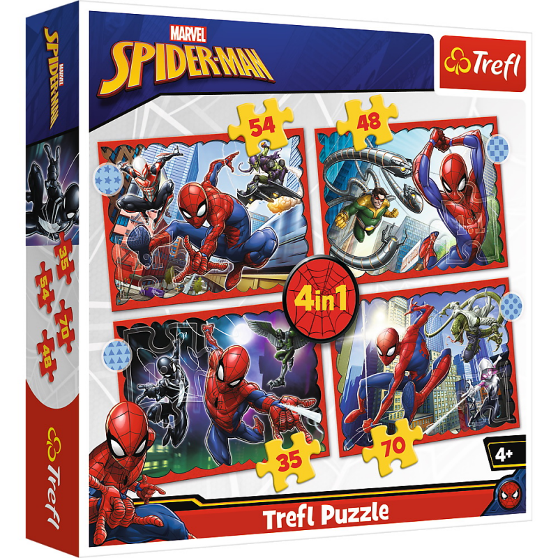 Puzzle Trefl 4 in 1 - Spider-Man, 35/48/54/70 piese