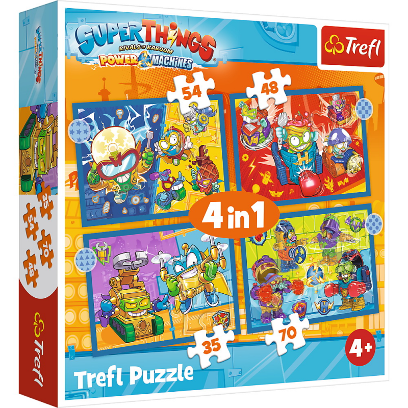 Puzzle Trefl 4 in 1 - SuperThings, Super actiune, 35/48/54/70 piese