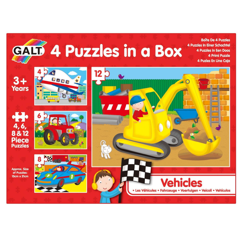 Set 4 puzzle-uri Vehicule 4/6/8/12 piese