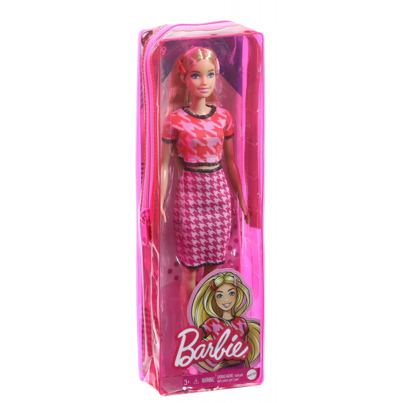 Papusa barbie fashionista blonda cu tinuta casual roz