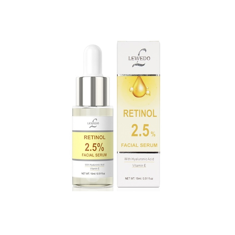  Ser facial cu Retinol 2.5%, Acid Hialuronic, Vitamina E, Lewedo, 15ml 