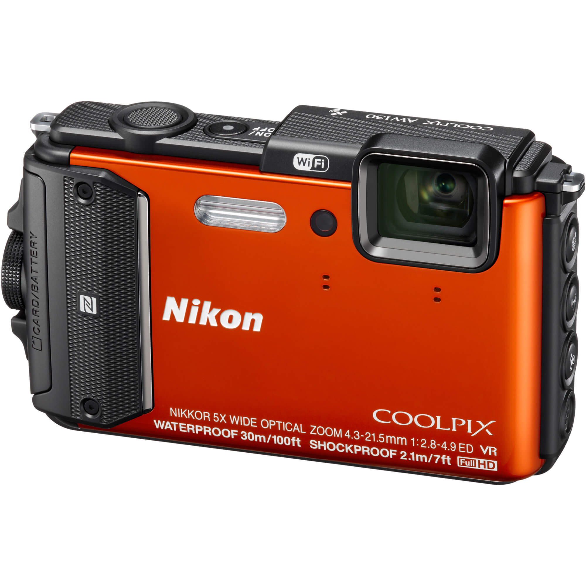  Aparat foto digital Nikon Coolpix Waterproof AW130, Outdoor Kit, Card 16GB, Portocaliu 