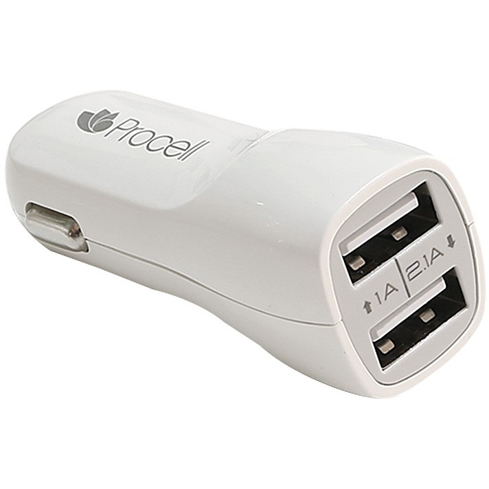  Incarcator auto Procell, Dual USB, 2.1A, Universal, Alb 
