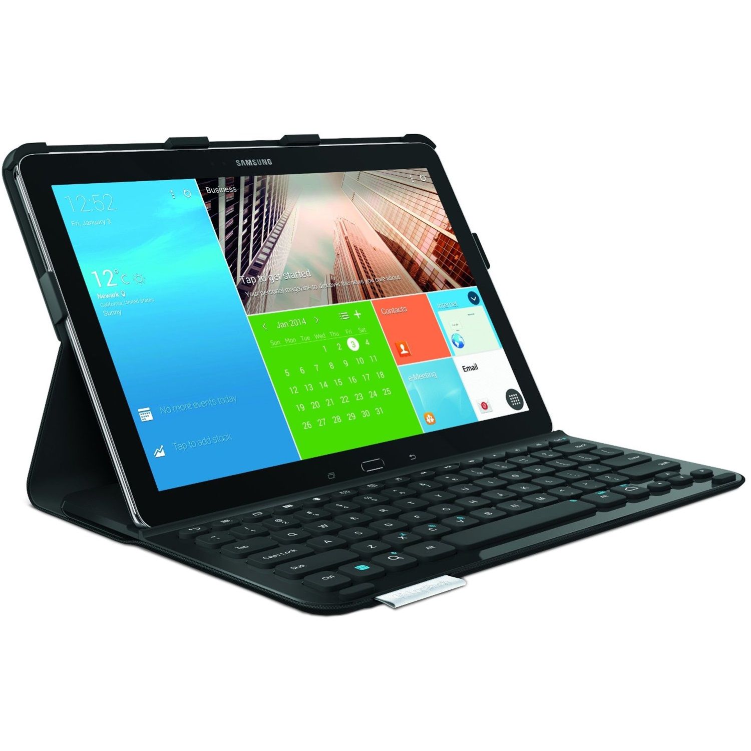  Husa de protectie Logitech 920-006331 pentru Samsung Galaxy Note Pro si Tab Pro, 12.2", Tastatura, Negru 
