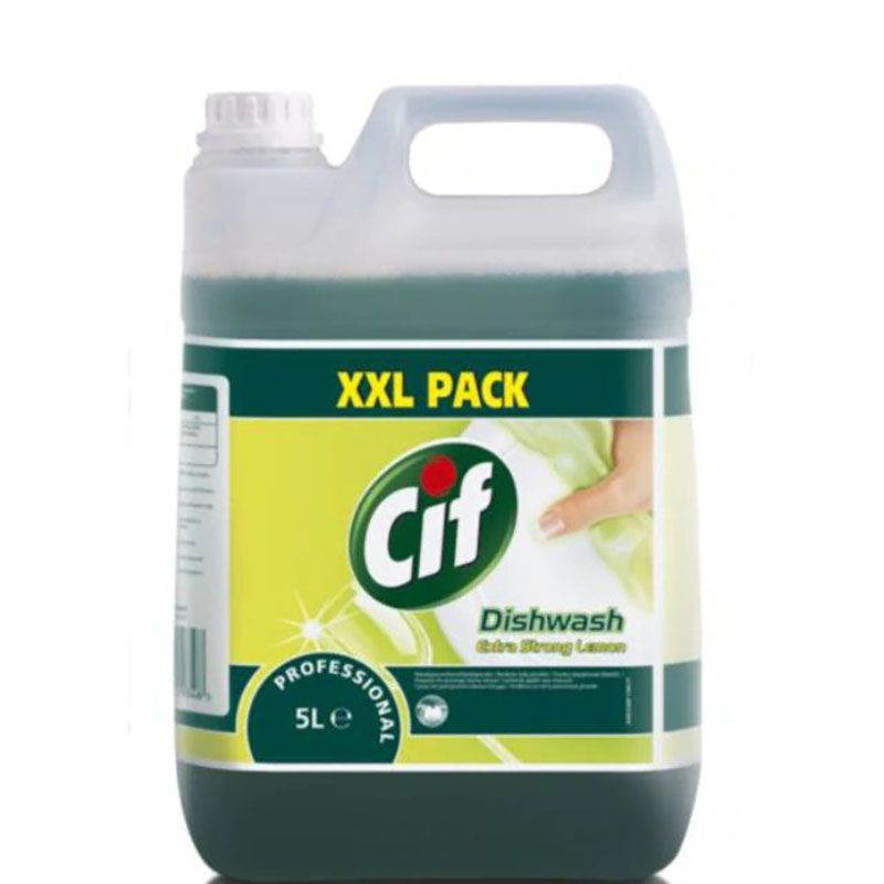 Detergent Cif Professional, Diversey, Extra Strong Lemon, pentru spalarea manuala a vaselor, 5L