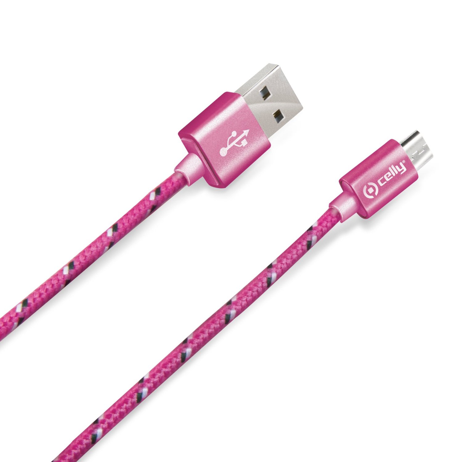  Cablu de date Celly Textil, Micro USB, Roz 