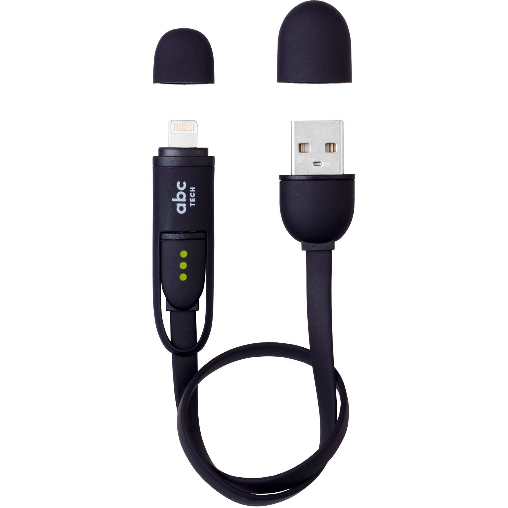 Cablu de date ABC Tech 128903, USB la Micro USB, Lightning, Negru
