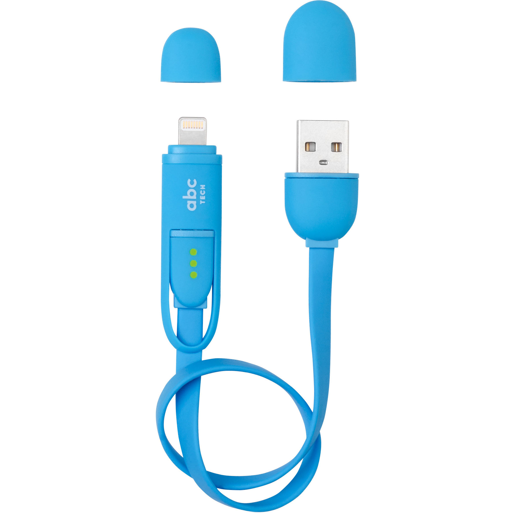 Cablu de date ABC Tech 128908, USB la Micro USB, Lightning, Albastru