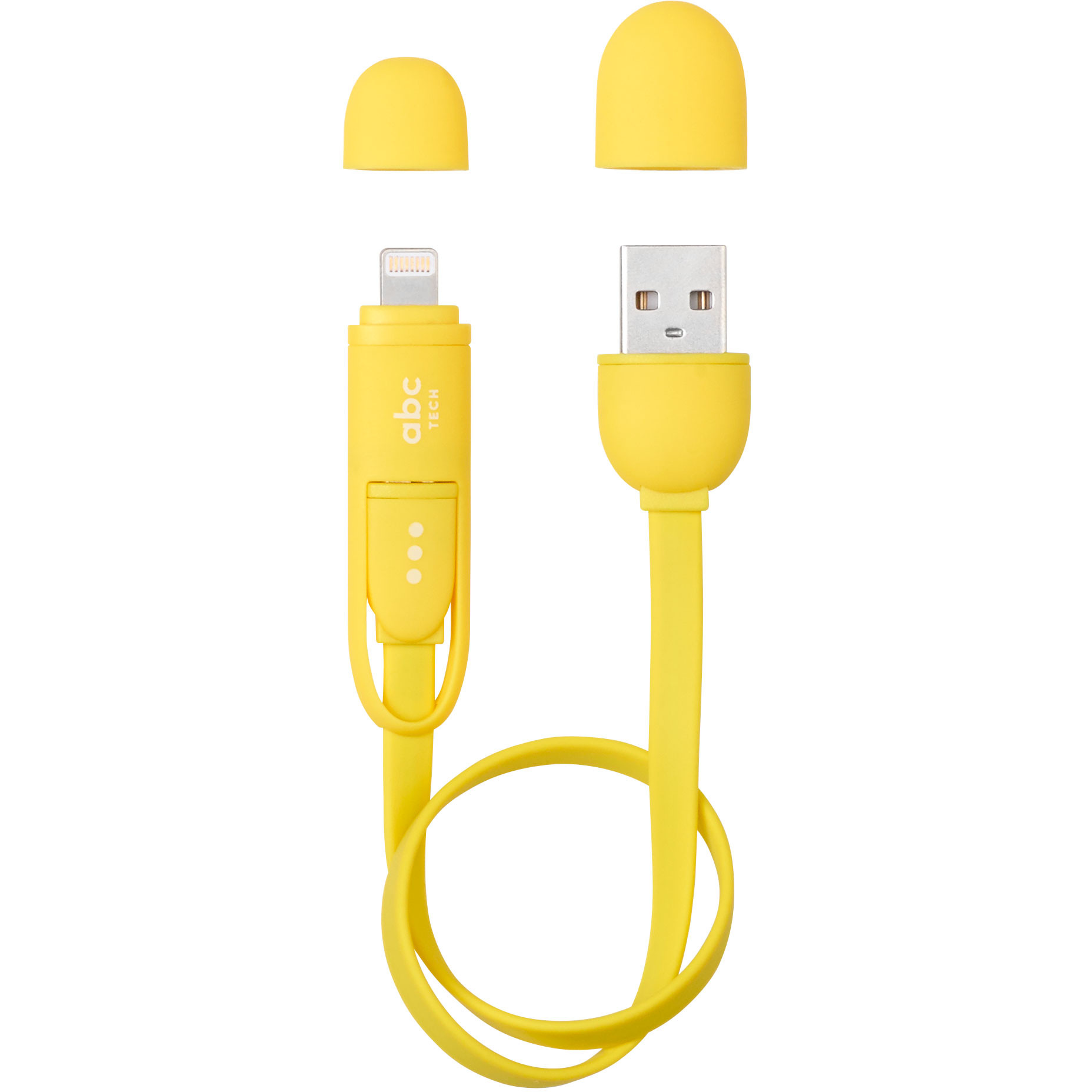 Cablu de date ABC Tech 128905, USB la Micro USB, Lightning, Galben