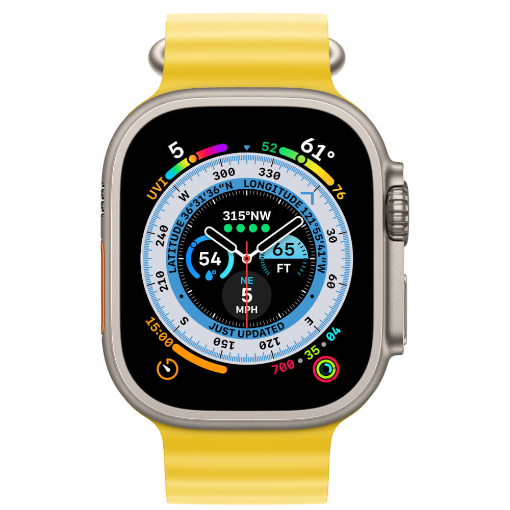 Apple Watch Ultra, GPS, Cellular, 49mm, Titanium Case, Yellow Ocean Band
