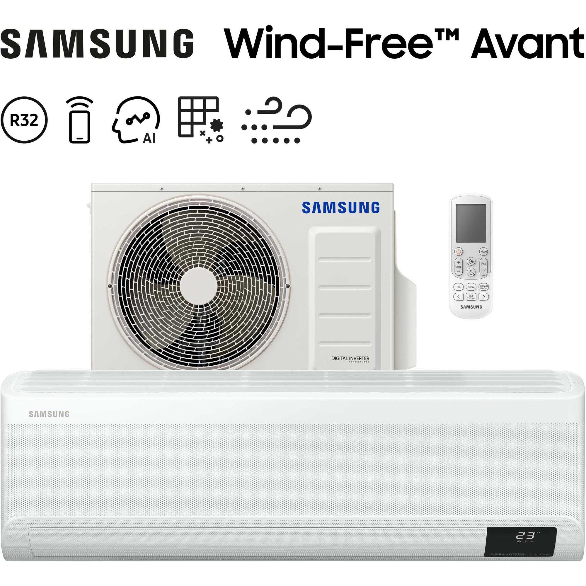  Aparat de aer conditionat Samsung Wind-Free Avant AR12TXEAAWKNEU, Purificare Aer, 12000 BTU, Inverter, Wi-Fi, Clasa A++ 