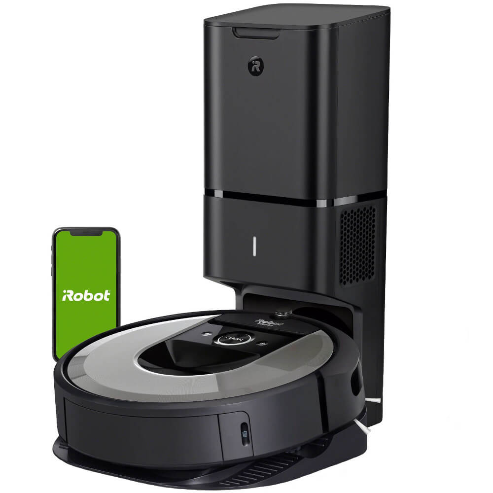  Aspirator robot iRobot Roomba I7+7556, Wi-Fi, 26Wh, 0.4 L, 33 W, Senzor anti-cadere, 3-Stage Cleaning System, Golire automata gunoi, Gri deschis 