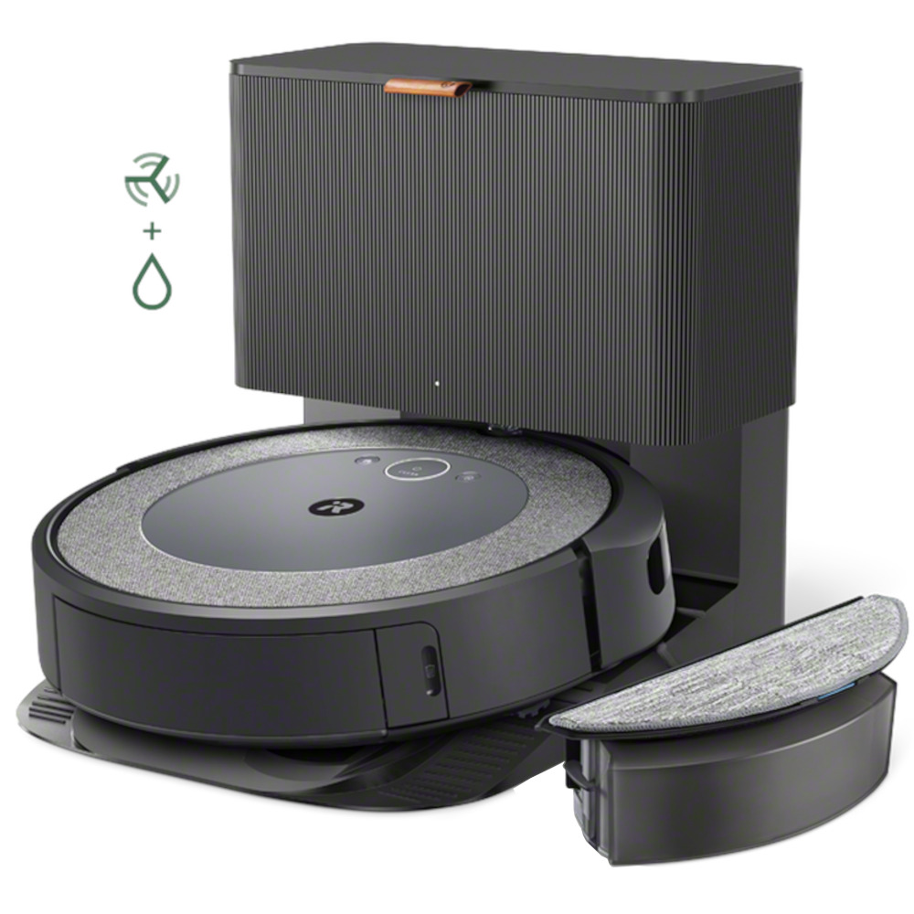 Aspirator robot iRobot Roomba Combo® i5 Plus, Functie Mop, Senzori Dirt Detect, Statie Clean Case, Wi-fi, Negru