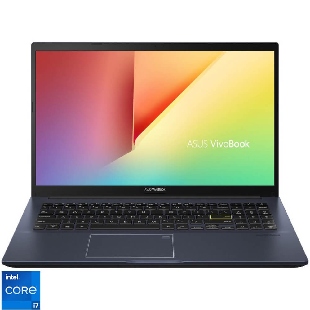  Laptop Asus Vivobook 15 X513EA-BQ2886, 15.6", Full HD, Intel Core i7-1165G7, 8GB RAM, 512GB SSD, Intel Iris Xe Graphics, No OS, Albastru cobalt 