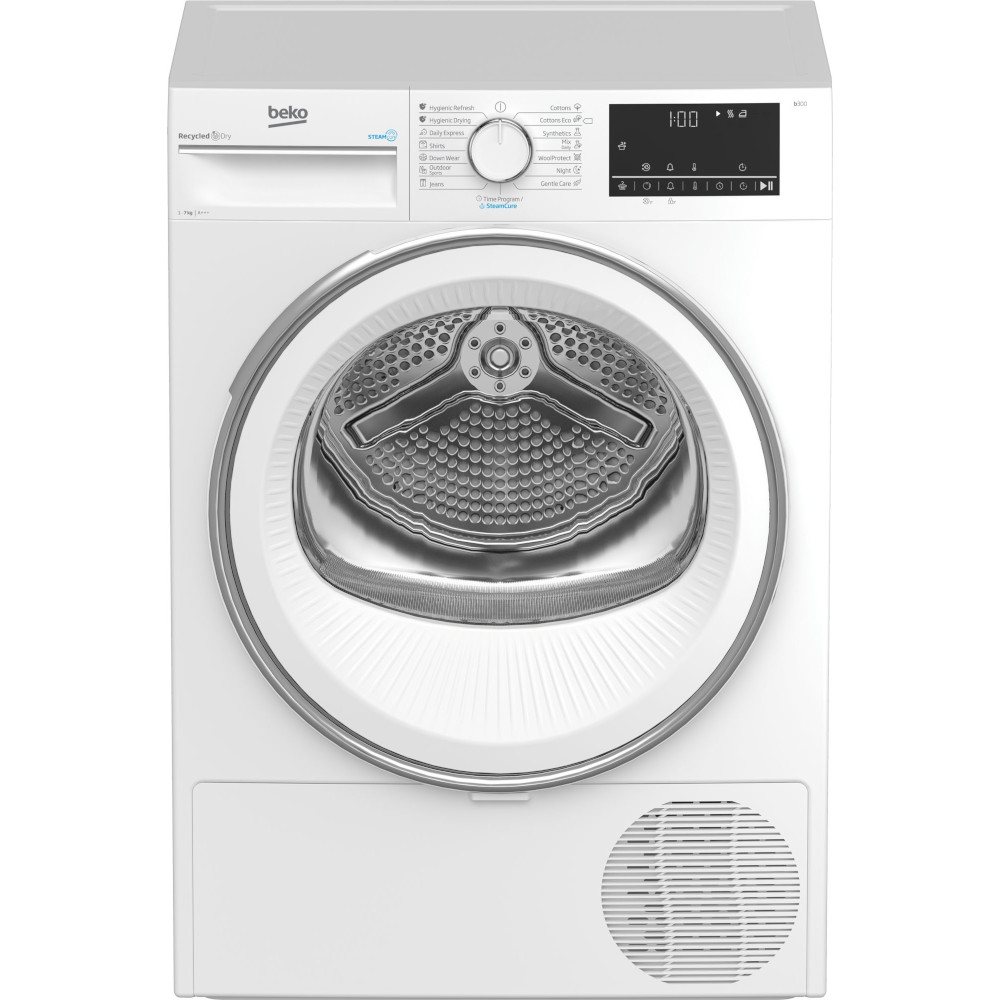  Uscator de rufe Beko B3T41242, Pompa de caldura, 7 kg, 15 programe, Clasa A+++ 