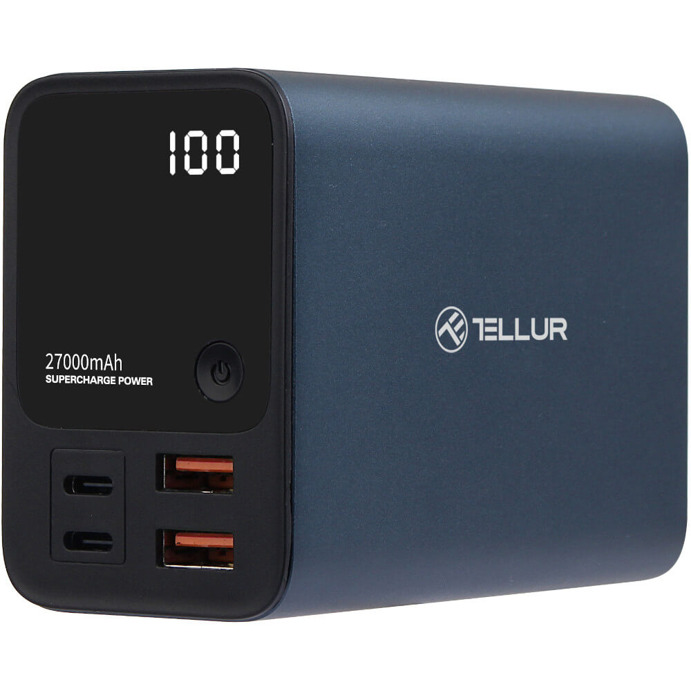 Baterie externa Tellur Ultra Pro PD903, 27000mAh, LCD display, Albastru