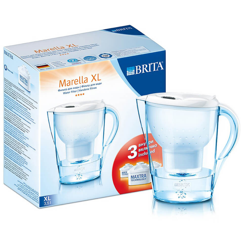  Cana filtrare apa Brita Marella XL Starter Pack BR1010706, 3.5 l, Alb + 3 filtre Maxtra 