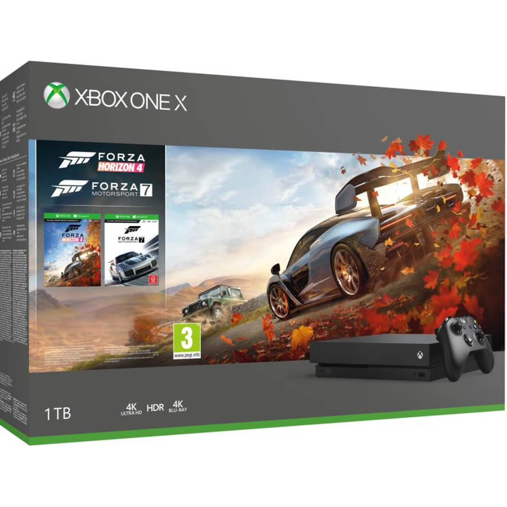 Consola Microsoft Xbox One X, 1TB, Negru + Forza Horizon 4 + Forza Motorsport 7