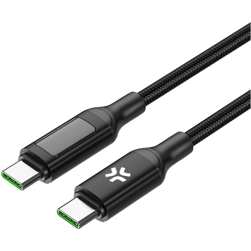 Cablu date Celly PowerDelivery USB-C to USB-C, 100W, 2m, Afisaj LED, Negru