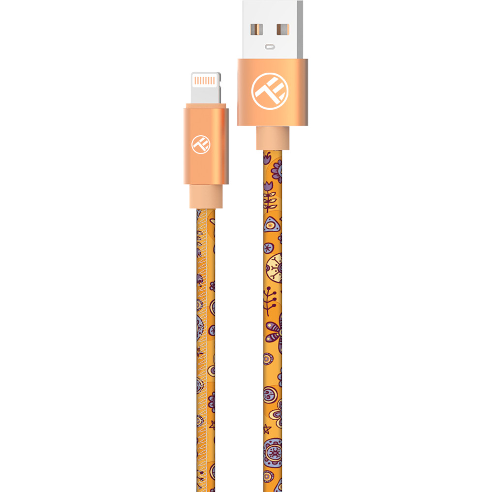 Cablu de date Tellur Graffiti TLL155611, USB-A, compatibil iPhone, 1m, Orange