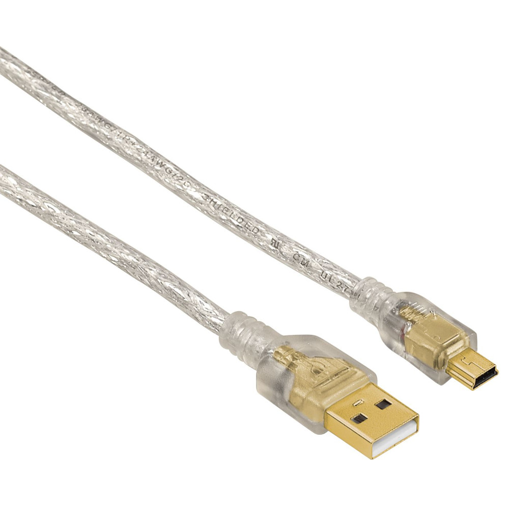  Cablu Hama 39744 Mini USB 2.0, dublu ecranat, Transparent 