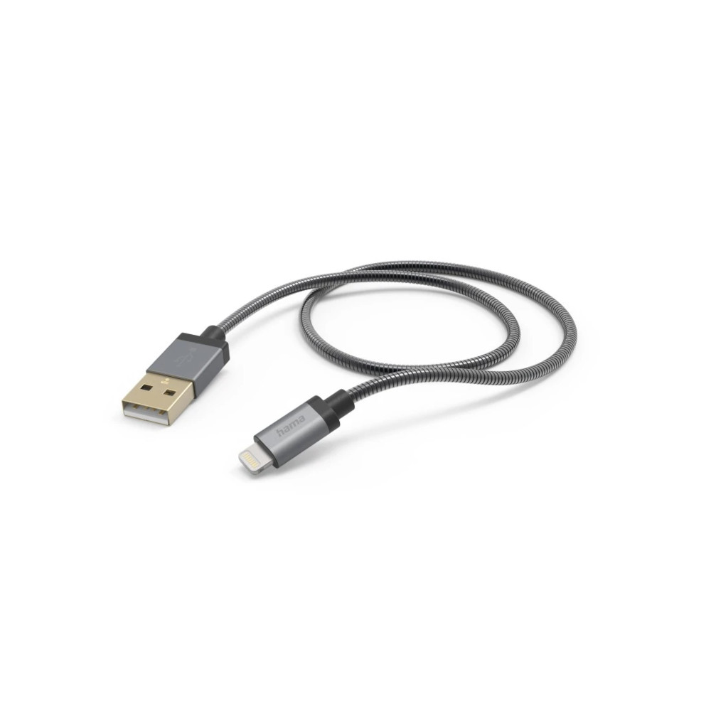  Cablu incarcare Hama Metal 201548, USB A - Lightning, 1.5m, Metal Stealth, Gri 
