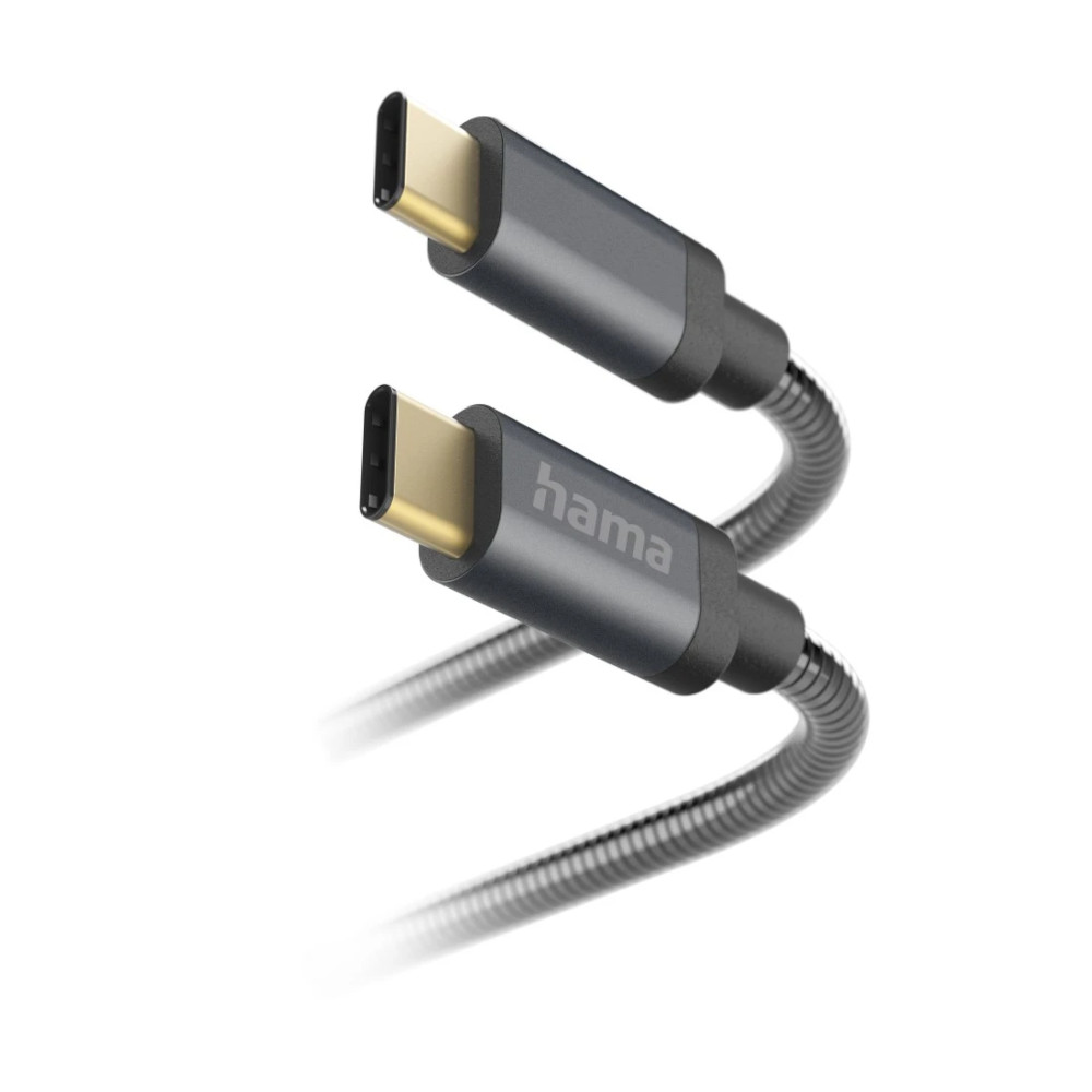 Cablu incarcare Hama Metal 201550, USB-C - USB-C, 1.5m, Metal Stealth, Gri
