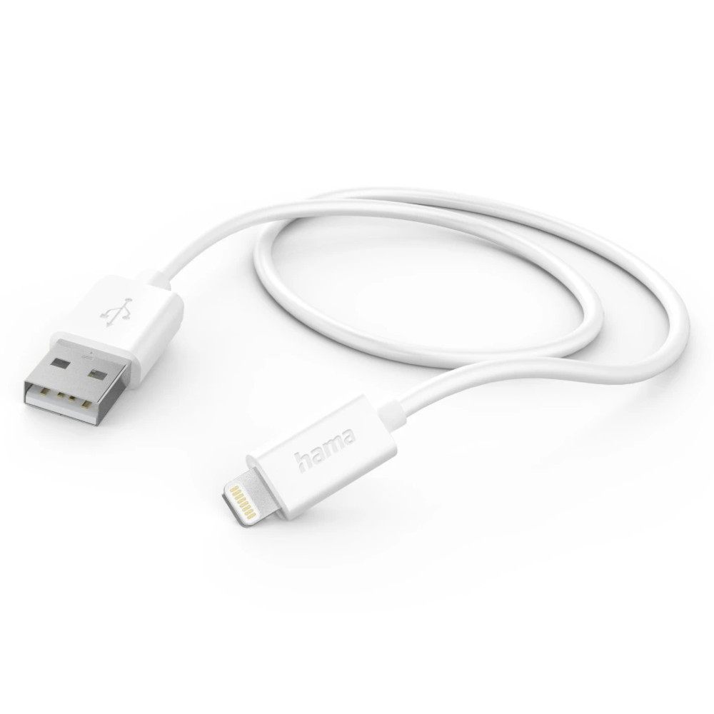 Cablu incarcare Hama 201579, USB-A - Lightning, Alb, 1m